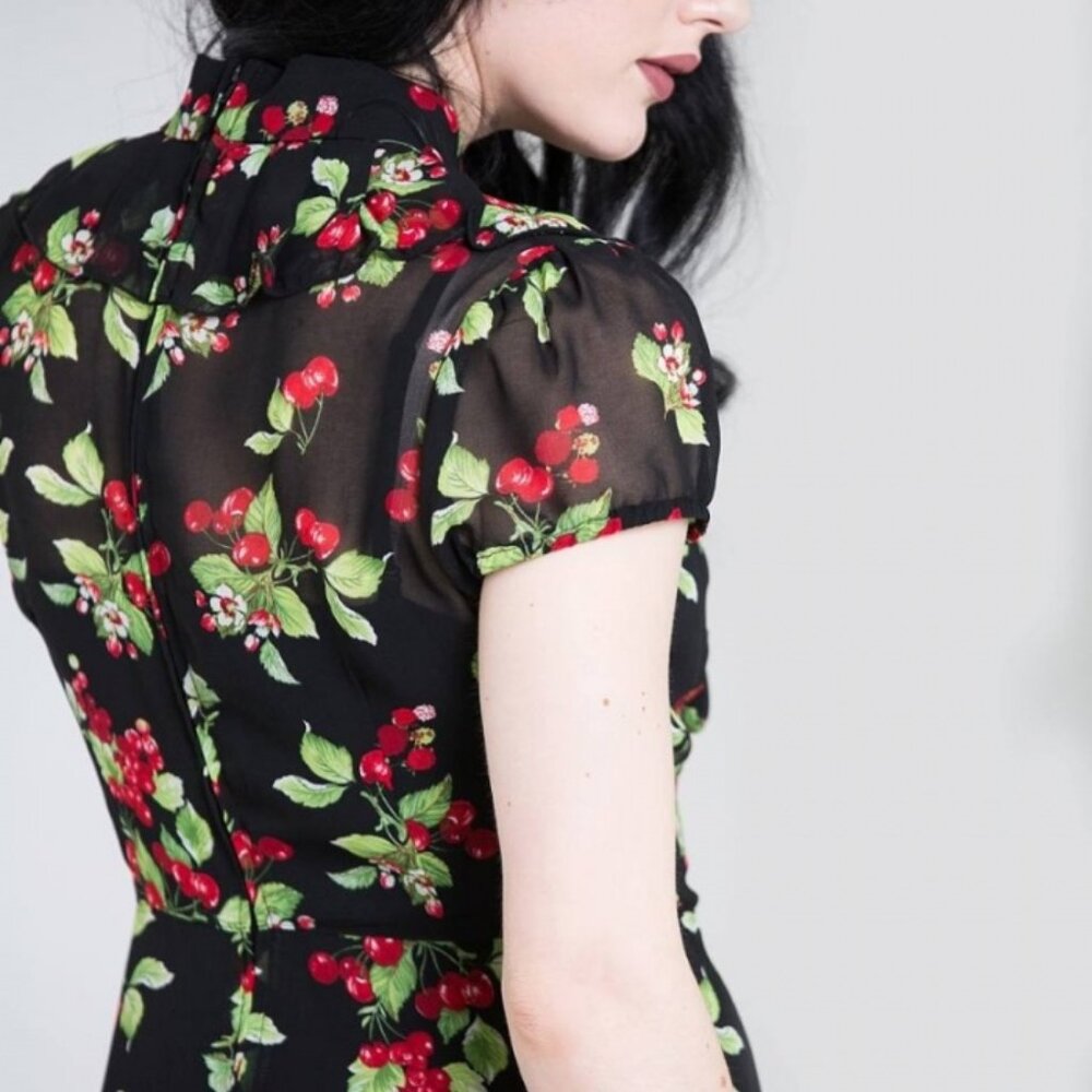 X-Small New Hell Bunny Charlotte Cherry Retro Vintage Inspired Dress Modcloth - Picture 3 of 6